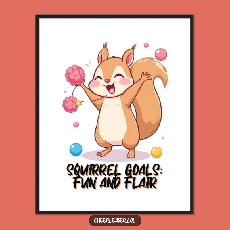 Free Printable Squirrel Art: Giggling Cartwheel Downloadable Wall Decor for a Funky Room Gift