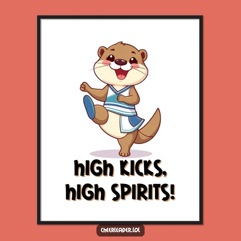 Free Printable Wall Art: Funny Otter Cheerleader Downloadable Decor for Spirited Spaces!