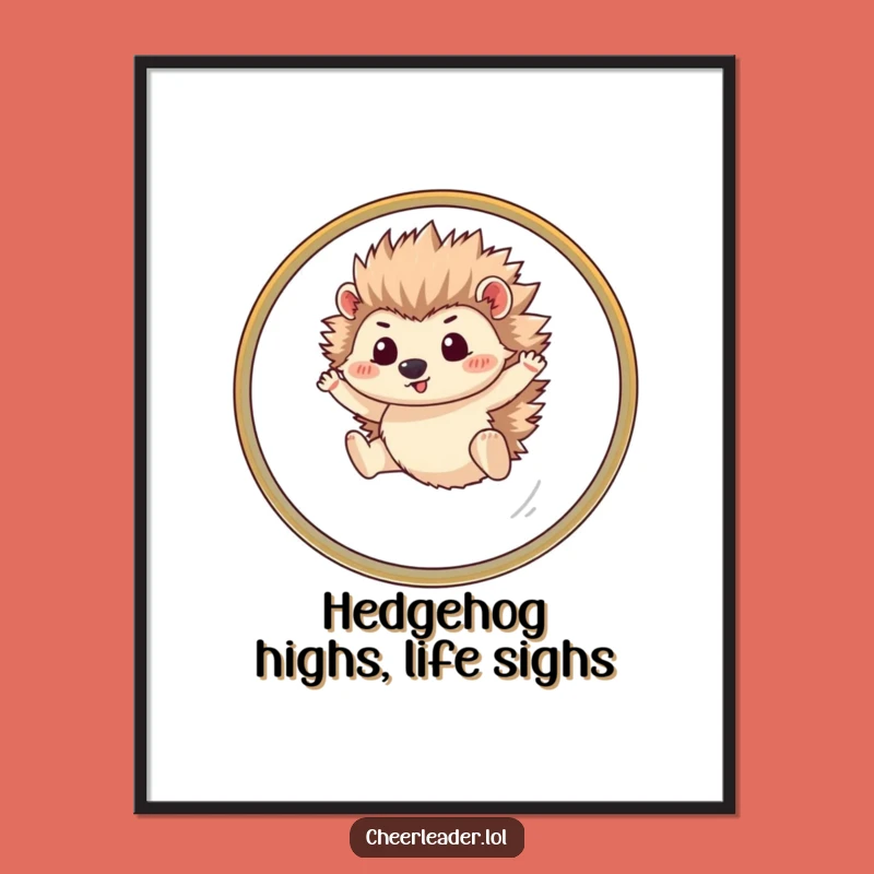 Funny Free Printable Wall Art: Determined Hedgehog Hoop Star - Downloadable Decor