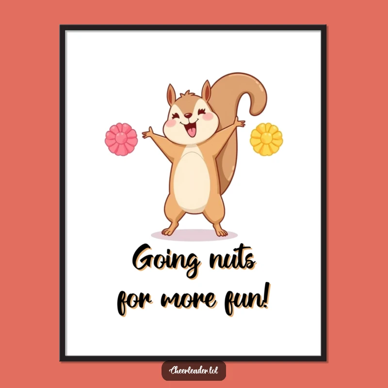 Funny Free Printable Wall Art: Squirrel's Cartwheel Fun!