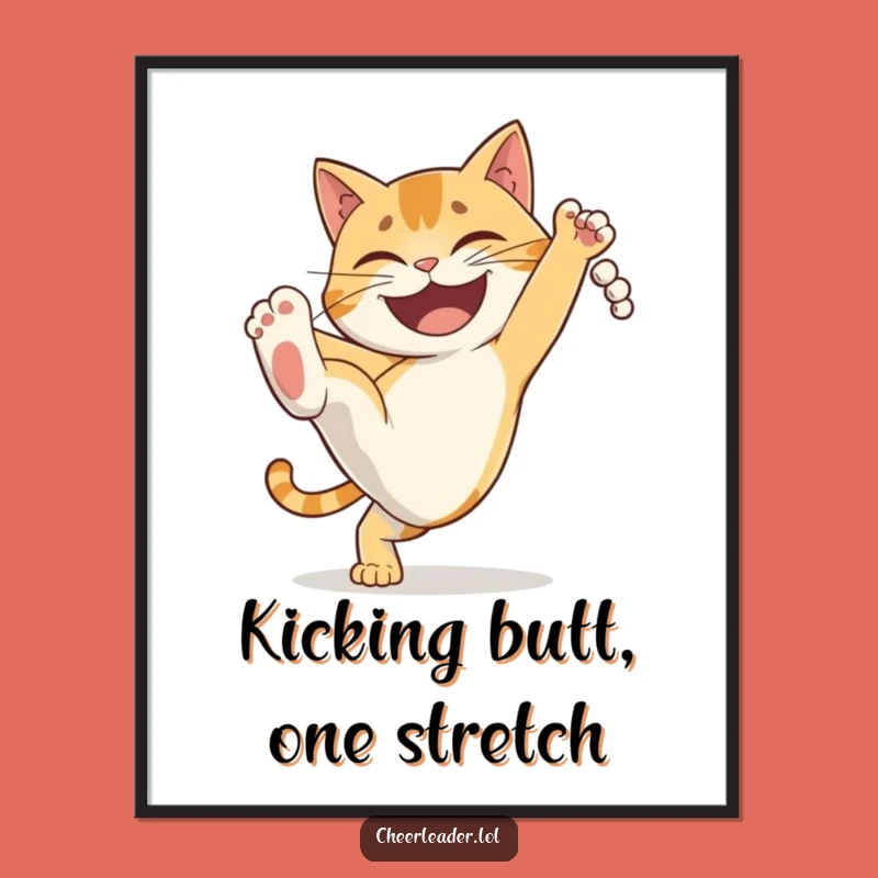 Funny Free Printable Cat Wall Art: High Kick Action Decor Downloadable