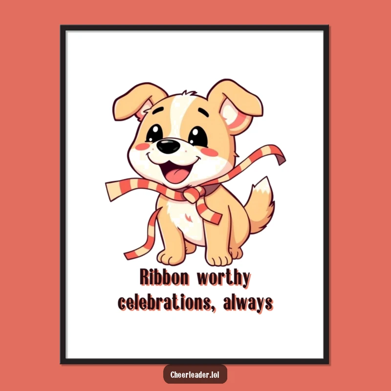 Free Printable Wall Art: Dog's Ribbon Celebration - Funny Downloadable Art