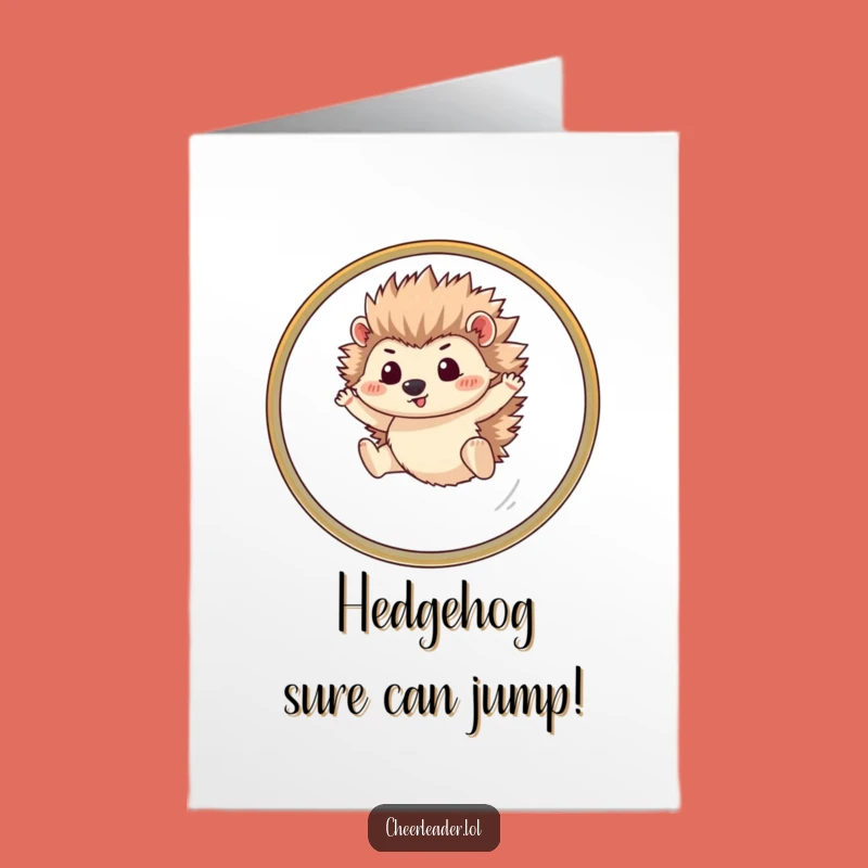 Free Printable Birthday Card: Funny Hedgehog Hoop Star - Downloadable Gift