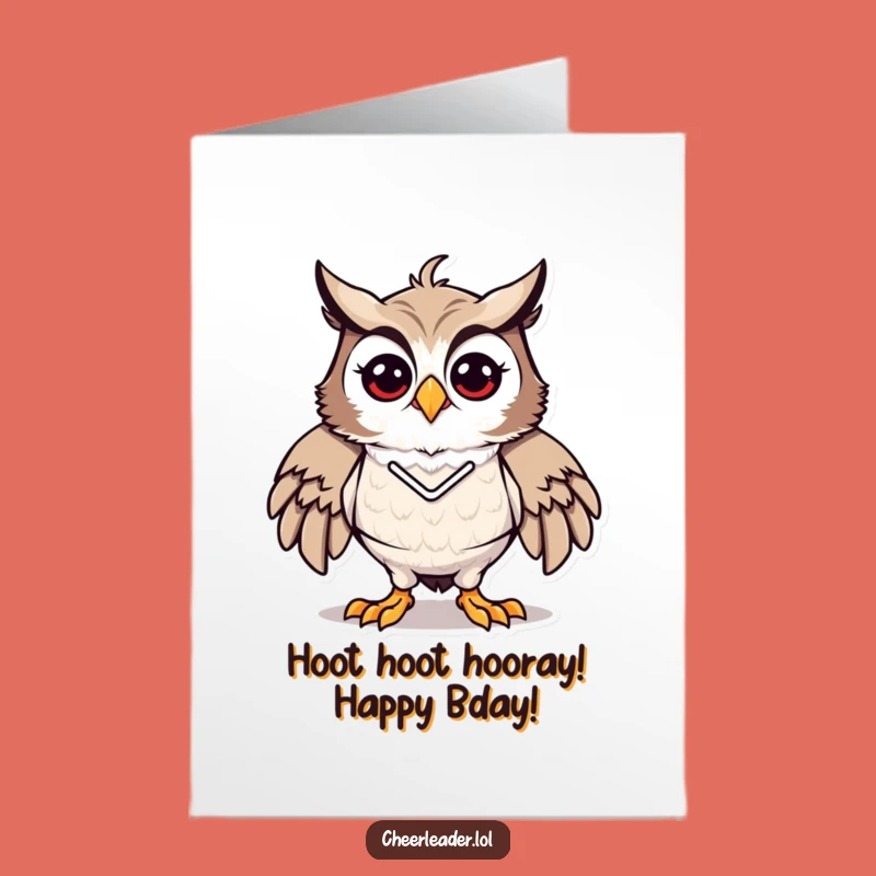 Free Printable Birthday Card: Proud Owl Cheerleader - Funny Downloadable Gift