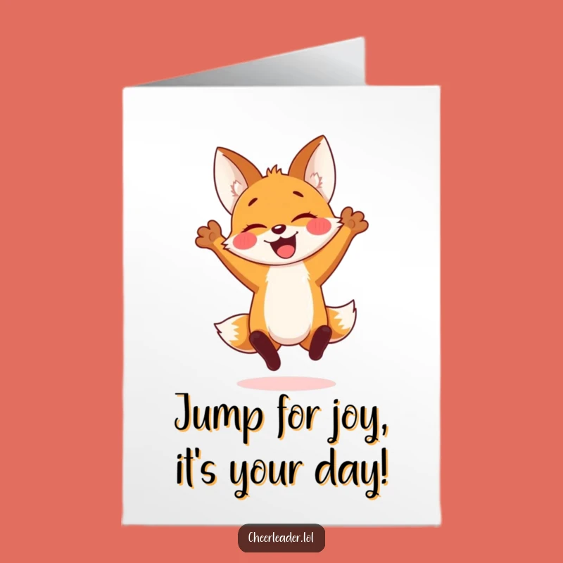Free Printable Fox Birthday Card: Spirited Jump Downloadable for Exciting Party Celebration Gift