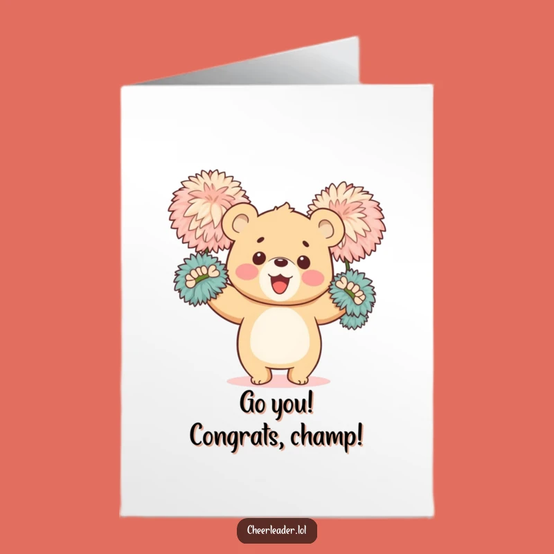 Free Printable Congrats Card Happy Bear Cub Pom Poms DIY Gift