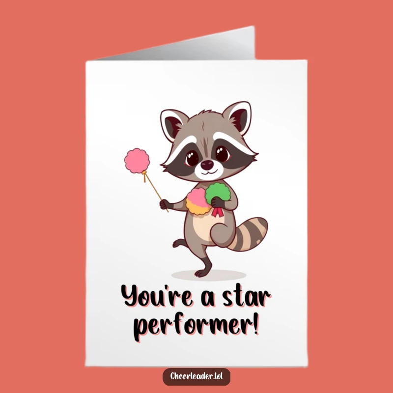 Free Printable Congrats Card: Raccoon Pom-Pom Power - DIY Download