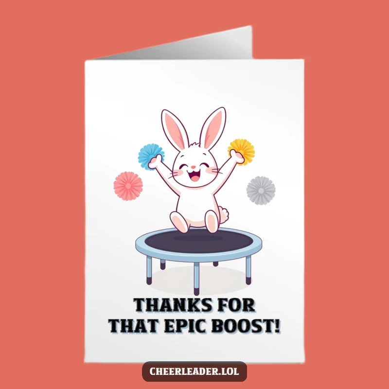 Free Printable Bunny Thank You Card: Bouncing Rabbit Gratitude, Perfect Funny Downloadable Gesture