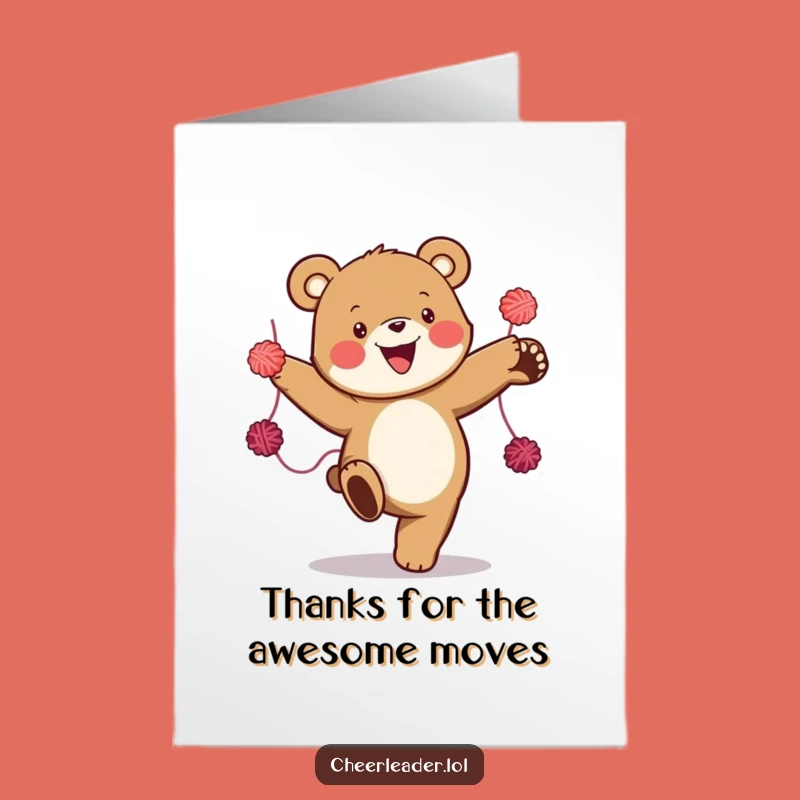 Free Printable Thank You Card: Bear High Kick - Grateful Downloadable Energy