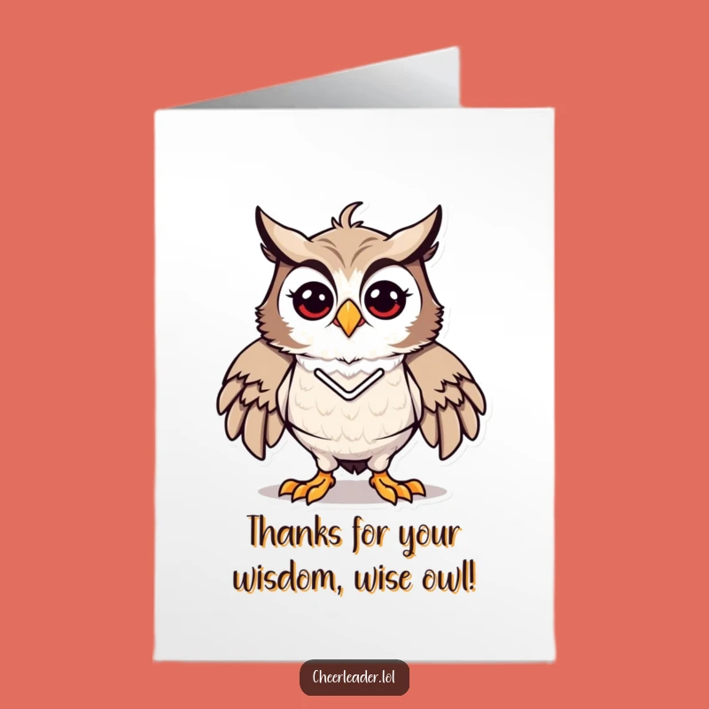 Free Printable Thank You Card: Grateful Owl Cheerleader - DIY Downloadable Gift