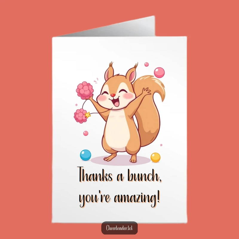 Free Printable Thank You Squirrel Card: Giggling Cartwheel Downloadable for Funny Gratitude Gift