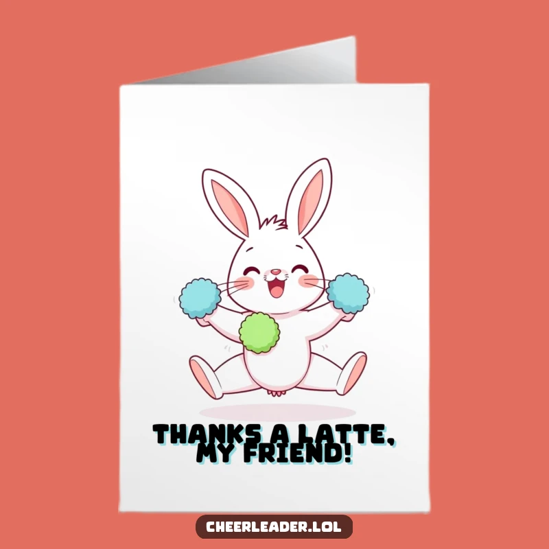 Free Printable Thank You Card: Gleeful Rabbit Split Expressing Gratitude with Pom-Poms