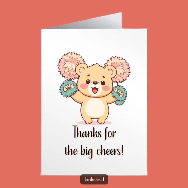 Free Printable Thank You Card Happy Bear Cub Pom Poms Downloadable