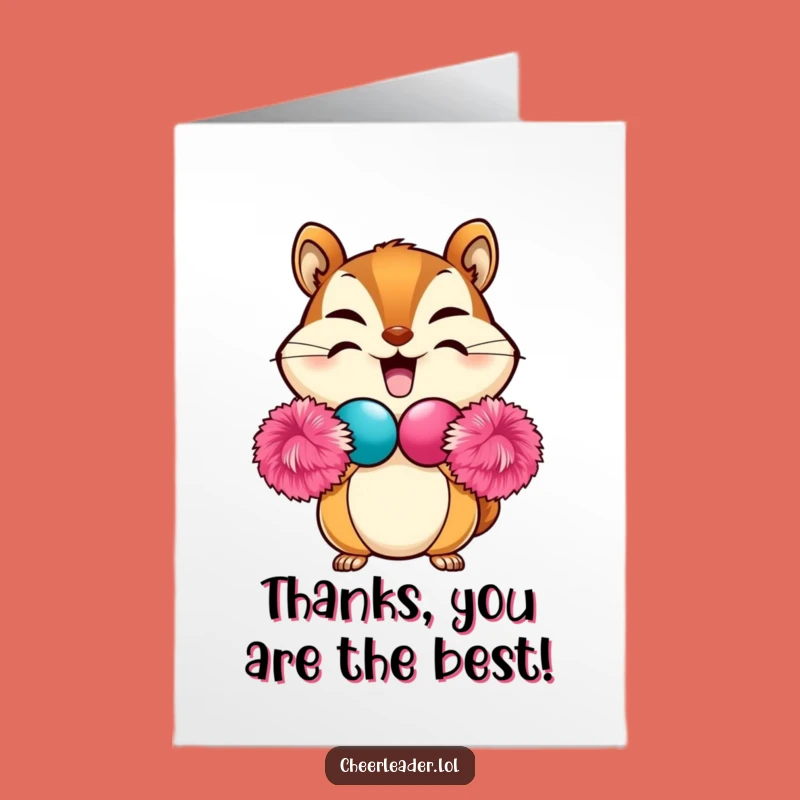 Free Printable Thank You Card: Chipmunk Pom-Pom Heart, Express Gratitude Download