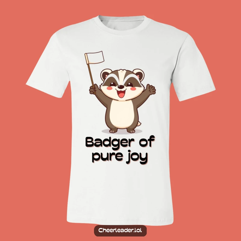 Funny Cheerful Badger Leading Cheer T-Shirt: Wear Your Enthusiasm!