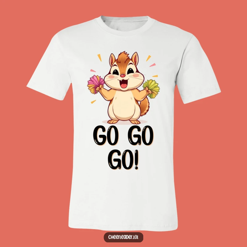 Funny Chipmunk Pom-Pom T-Shirt: Determined Cheerleader's High-Energy Style Gift