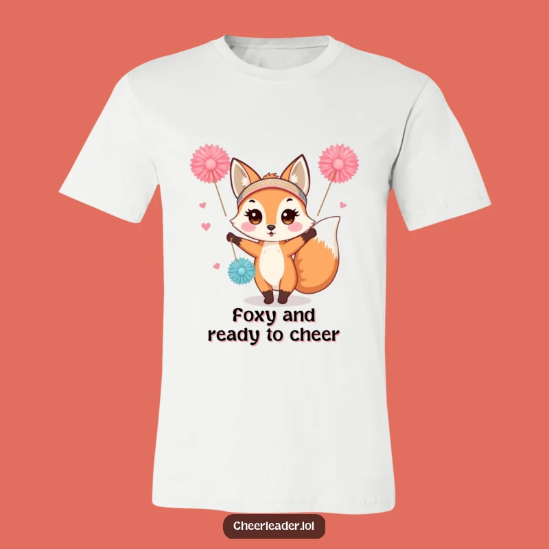 Funny Fox Cheerleader T-Shirt: Cute Enthusiastic Animal Tee Gift