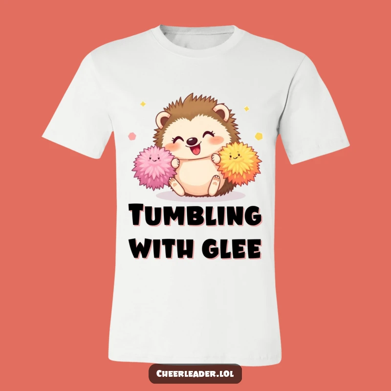 Funny Hedgehog Pom-Pom Tumble T-Shirt: Cute Animal Graphic Tee, Perfect Funny Gift