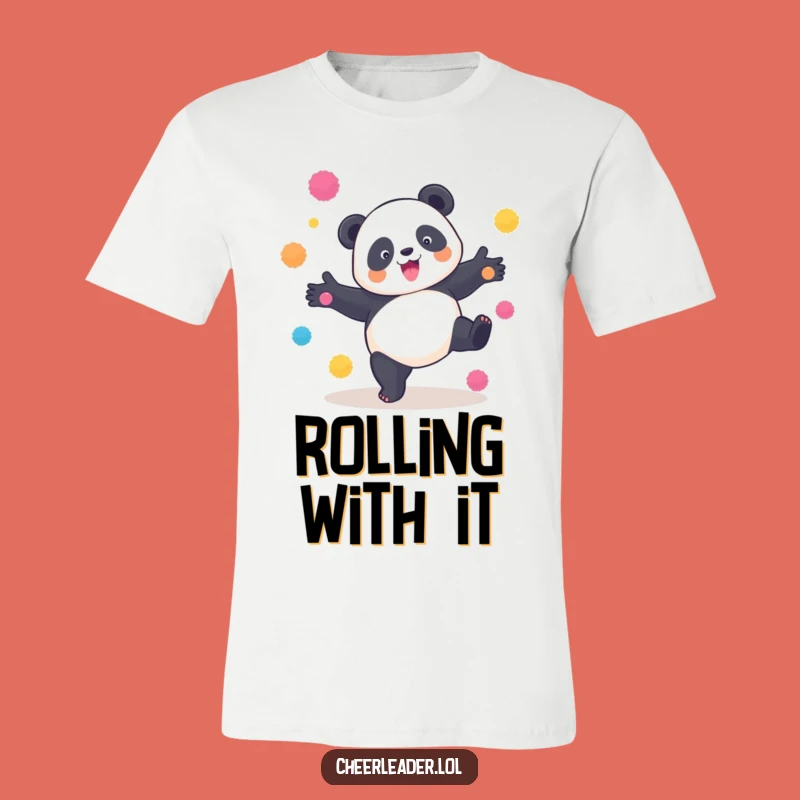 Funny Panda Cartwheel T-Shirt: Playful Pom-Pom Acrobat Tee, Gift