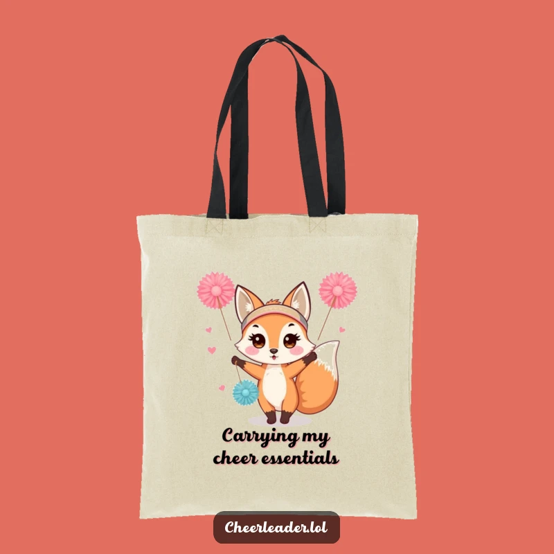 Funny Fox Cheerleader Tote Bag: Cute Enthusiastic Animal Accessory Gift