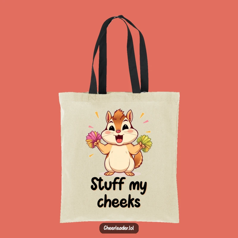 Funny Chipmunk Pom-Pom Tote Bag: Energetic Cheerleader's Carry-All Gift